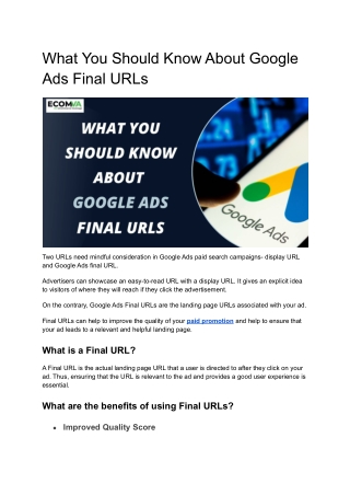 What You Should Know About Google Ads Final URLs