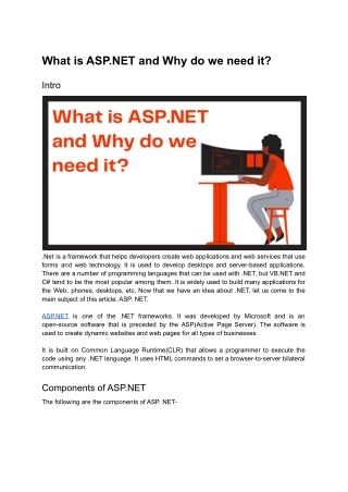 What is ASP.NET and Why do we need it?