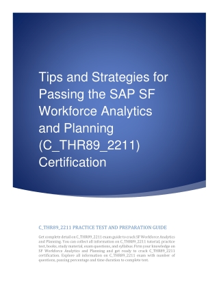 Tips and Strategies for Passing the SAP SF WFA / WFP C_THR89_2211 Certification