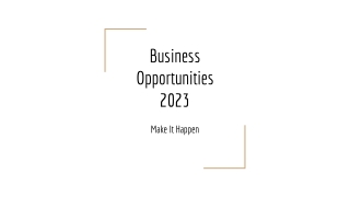 Business Opportunities 2023