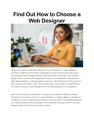 Find Out How to Choose a Web Designer