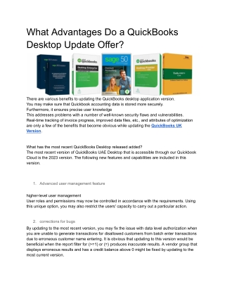 What Advantages Do a QuickBooks Desktop Update Offer