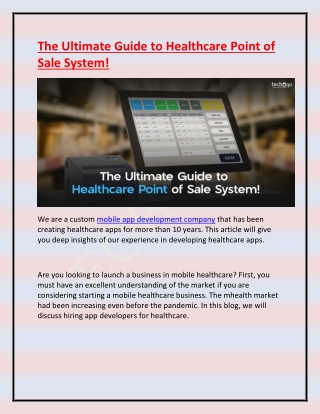 The Ultimate Guide to Healthcare Point of Sale System