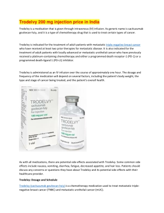Trodelvy 200 mg injection price in India|9310090915