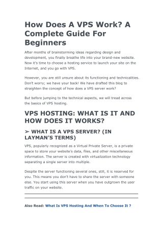 How Does A VPS Work