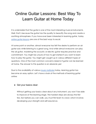 Online Guitar Lessons : Best Way To Learn Guitar at Home Today