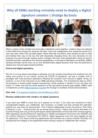 Why all SMBs working remotely need to deploy -digital signature solution DrySign