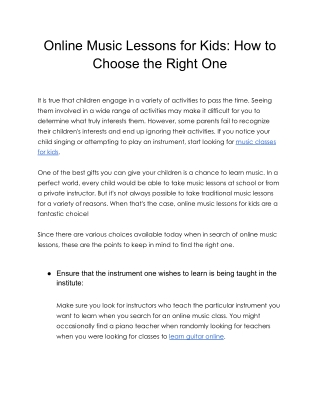 Online Music Lessons for Kids: How to Choose the Right One