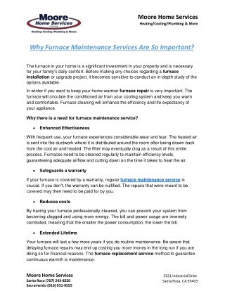 Why Furnace Maintenance Services Are So Important?