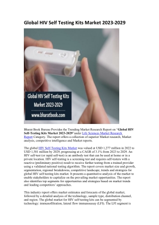 Global HIV Self Testing Kits Market 2023-2029