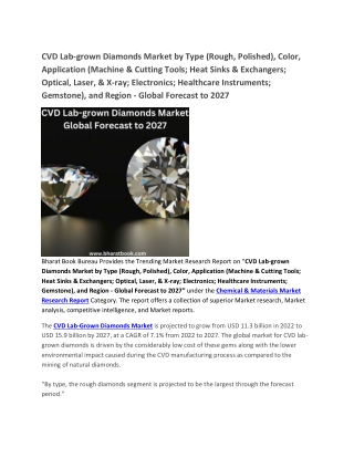CVD Lab-grown Diamonds Market - Global Forecast to 2027