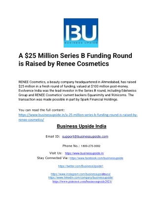 A $25 Million Series B Funding Round is Raised by Renee Cosmetics