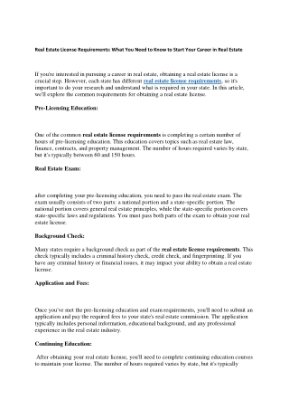 Real Estate License Requirements: What You Need to Know to Start Your Career in