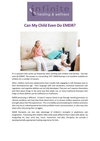 Can My Child Even Do EMDR