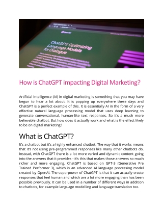 How is ChatGPT impacting Digital Marketing - Iconic Digital Marketing Consultants Ltd.