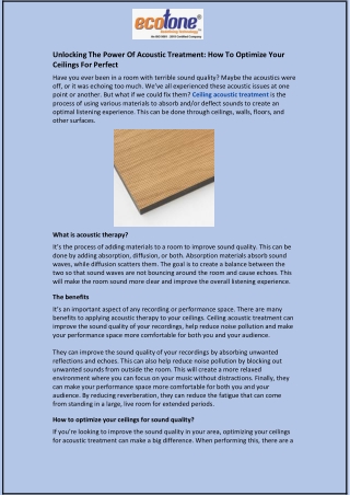 Unlocking The Power Of Acoustic Treatment: How To Optimize Your Ceilings