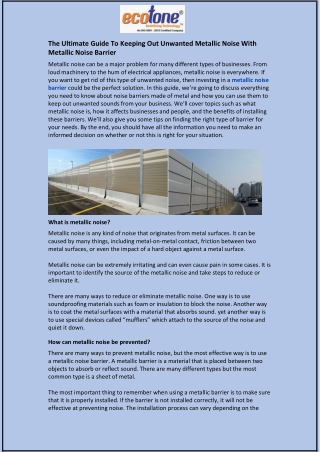 Ultimate Guide To Keeping Out Unwanted Metallic Noise With Metallic Noise Barrier