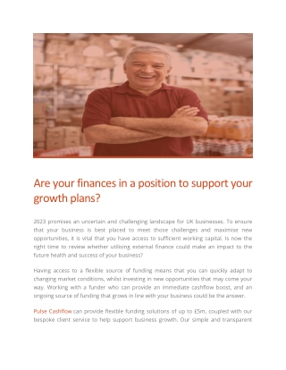 Are your finances in a position to support your growth plans - Pulse Cashflow Finance