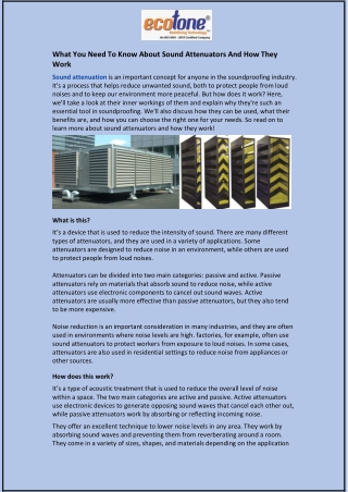 What You Need To Know About Sound Attenuators And How They Work