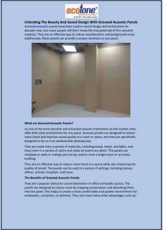 Unlocking The Beauty And Sound Design With Grooved Acoustic Panels