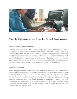 Simple Cyber Security Fixes for Small Businesses - SADS IT