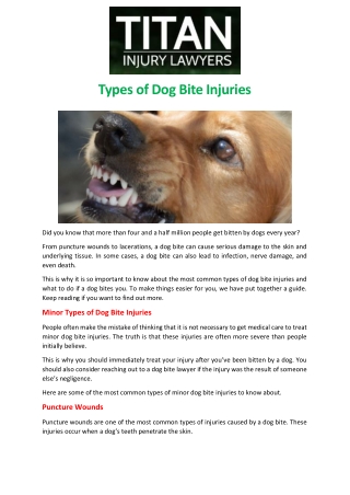 Types of Dog Bite Injuries