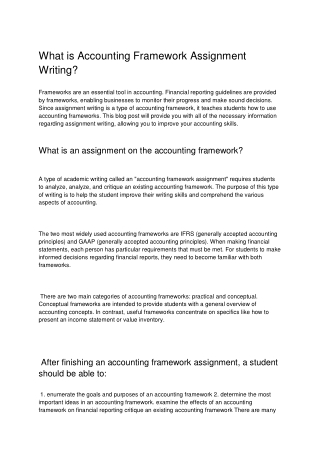 What is Accounting Framework Assignment Writing