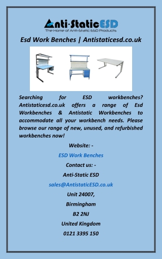 Esd Work Benches  Antistaticesd.co.uk