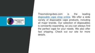 Disposable Vape Shop Online  Thesmokingvibes.com