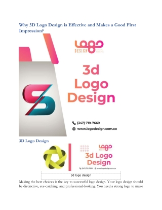 Why 3D Logo Design is Effective and Makes a Good First Impression
