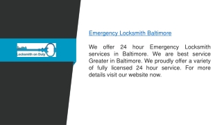Emergency Locksmith Baltimore  Locksmithonduty.com