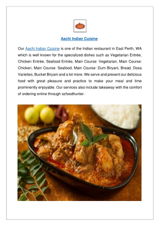 Up to 20% off order now - Aachi Indian Cuisine East Perth