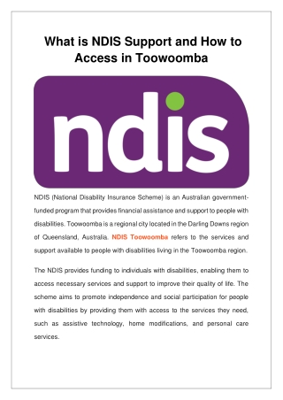 What is NDIS Support And How To Access in Toowoomba