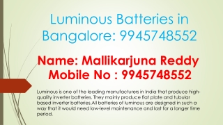 Luminous Battery Dealers in KR Puram:@ 9945748552.