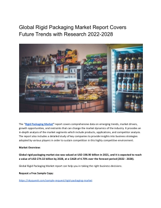 Global Rigid Packaging Market Report Covers Future Trends with Research