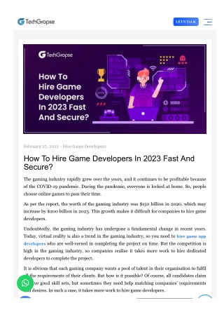 How To Hire Game Developers ?