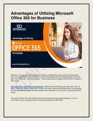 Advantages of Utilizing Microsoft Office 365 for Business