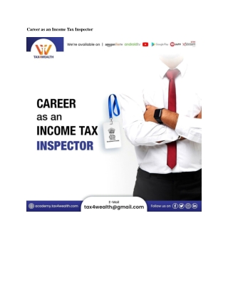 Career as an Income Tax Inspector | Academy Tax4wealth
