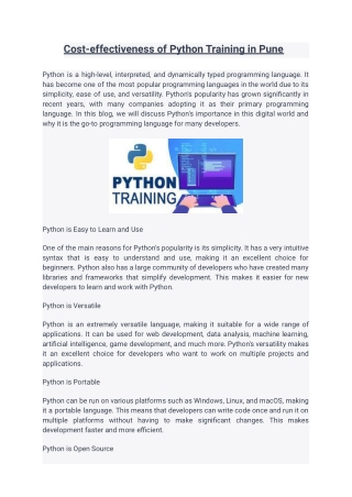 Cost-effectiveness of Python Training in Pune