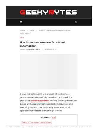 How to create a seamless Oracle test automation