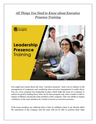 All Things You Need to Know about Executive Presence Training