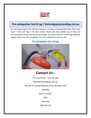 Fire extinguisher test & tag | thelocalguystestandtag.com.au