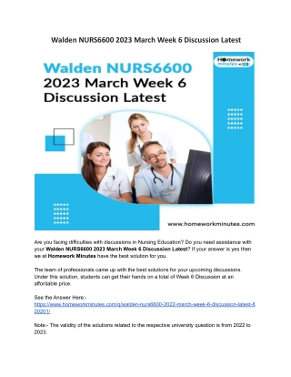 Walden NURS6600 2023 March Week 6 Discussion Latest