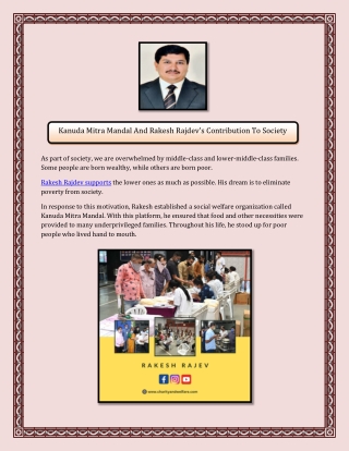Kanuda Mitra Mandal and Rakesh Rajdev's Contribution To Society
