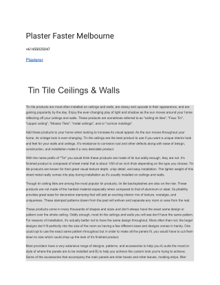 Plaster Faster Melbourne