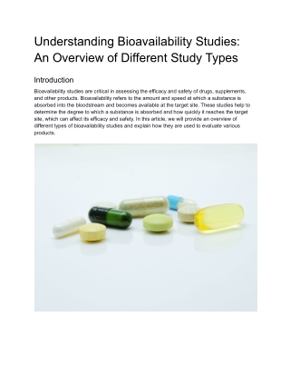 Understanding Bioavailability Studies: An Overview of Different Study Types