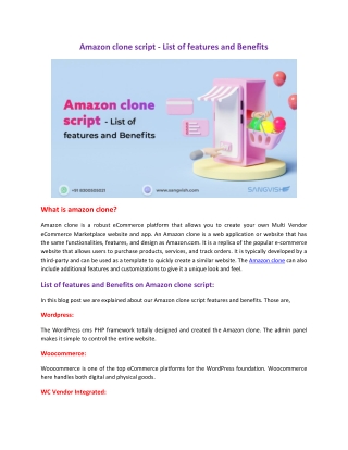 Amazon clone script - List of features and Benefits