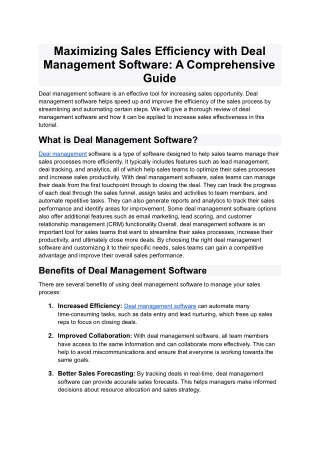 Maximizing Sales Efficiency with Deal Management Software_ A Comprehensive Guide