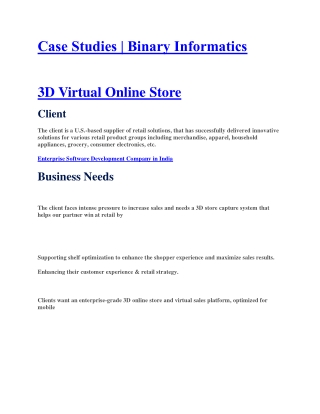 Binary Informatics Case Studies