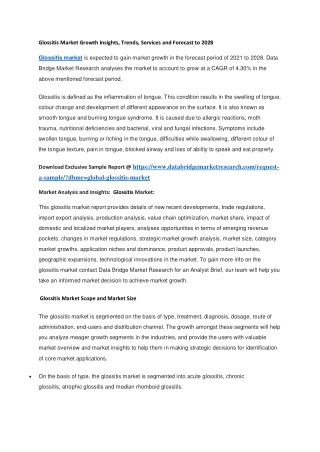 Glossitis Market Growth Insights, Trends, Services and Forecast to 2028